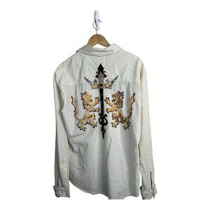 Unique Rocker Royal Testament Embroidered Lion Crown Men's Size 2XL Y2K Vintage